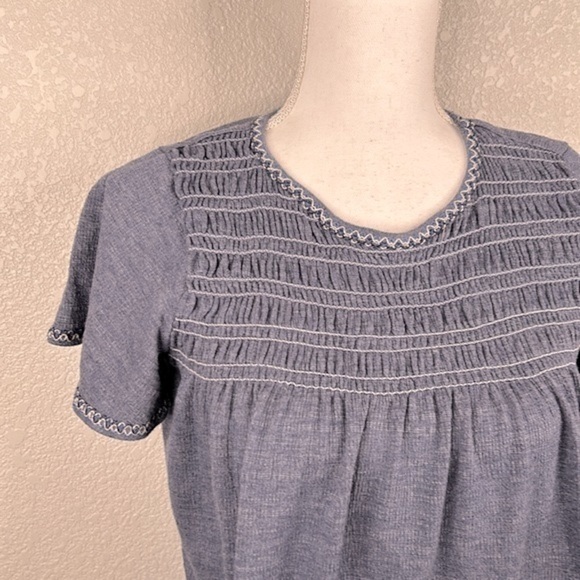 Max Studio Blue Smocked Short Sleeve Midi Dress Size XS - Picture 2 of 7